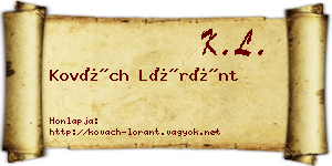 Kovách Lóránt névjegykártya